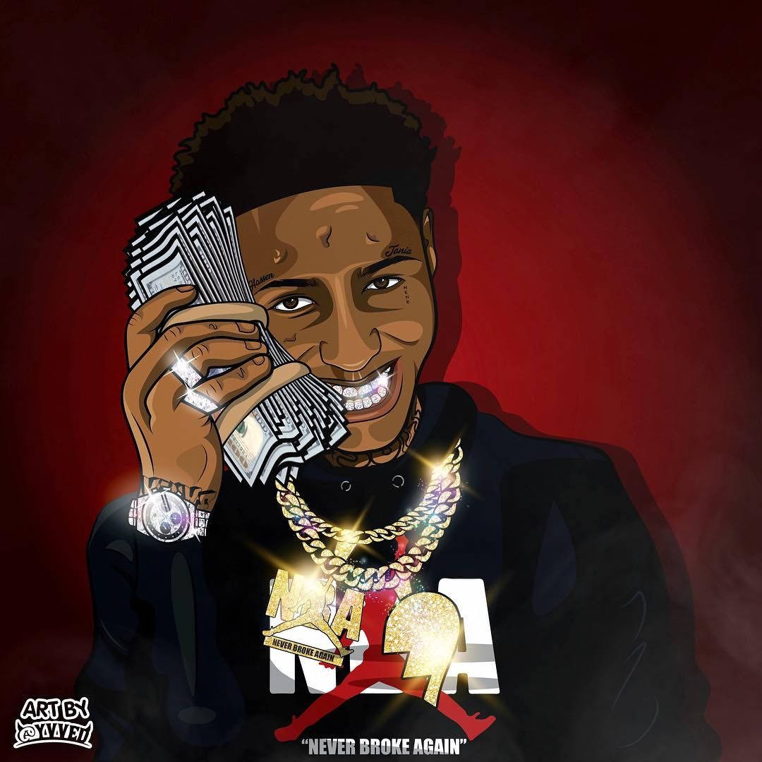 Animated Nba Youngboy With Bling And Cash Wallpaper