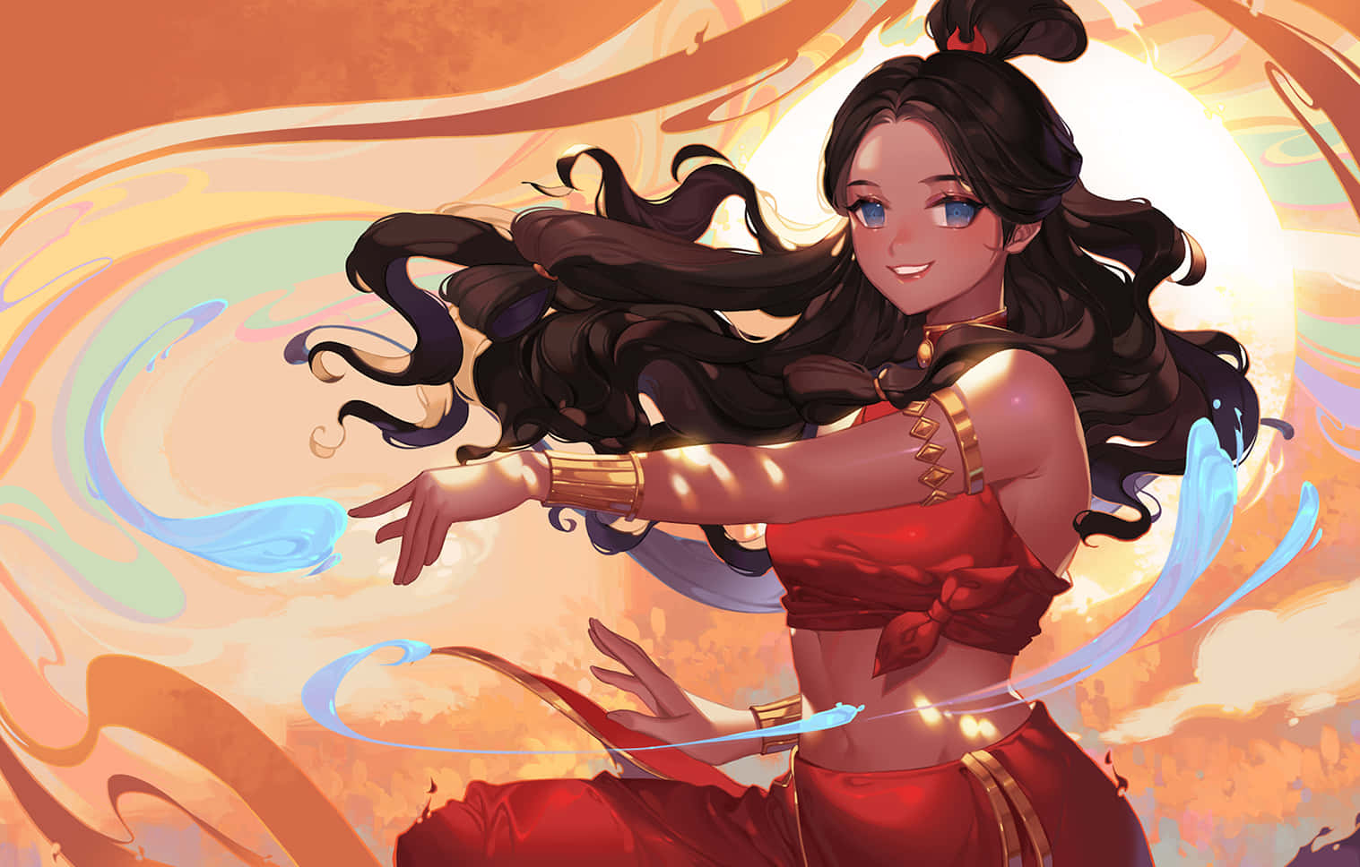 Animated Waterbender Katara Artwork Wallpaper