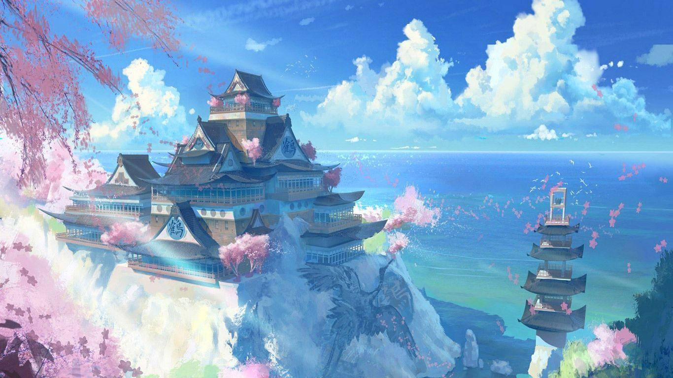 Anime Aesthetic Japanese Castle For Computer Wallpaper