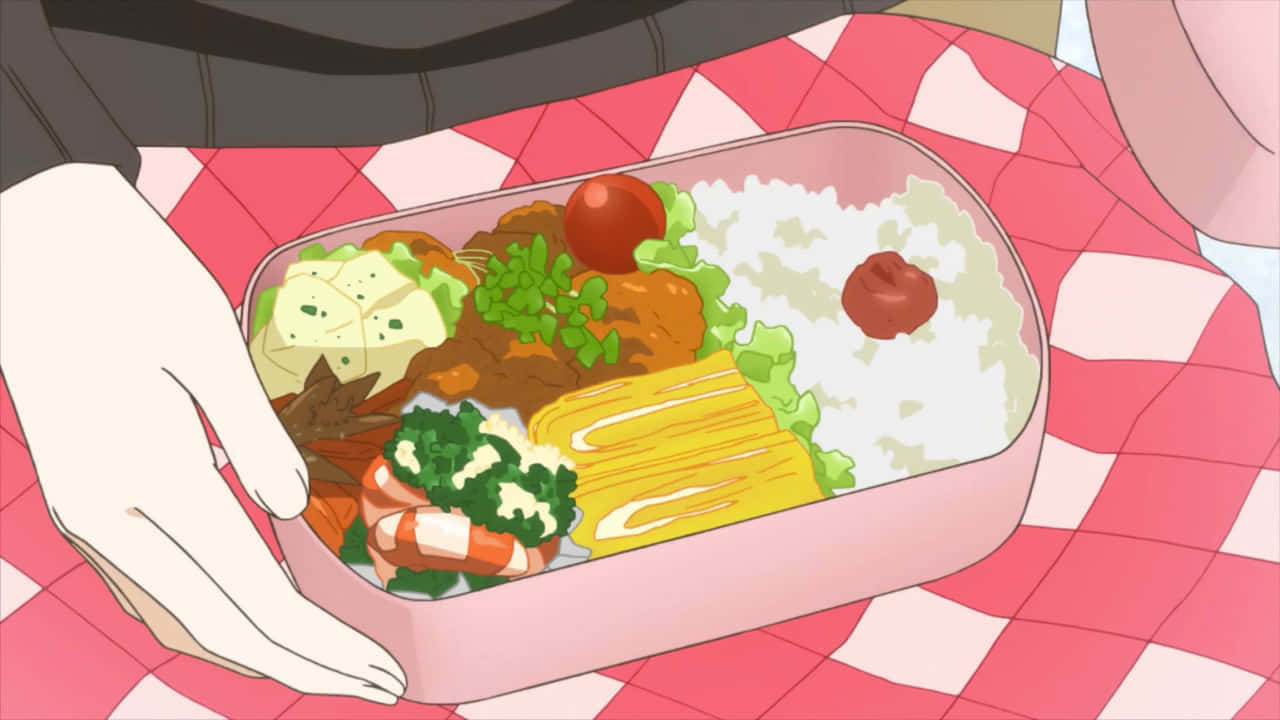 Anime Bento Box Delightful Lunch Wallpaper