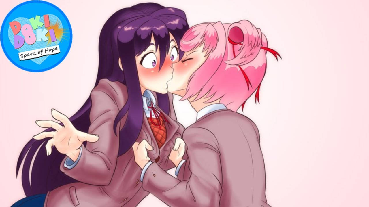 Anime Ddlc Women Kissing Wallpaper