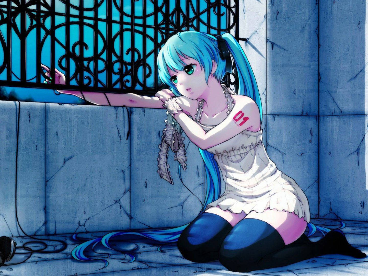 Anime Girl Blue Hair Nightcore Wallpaper