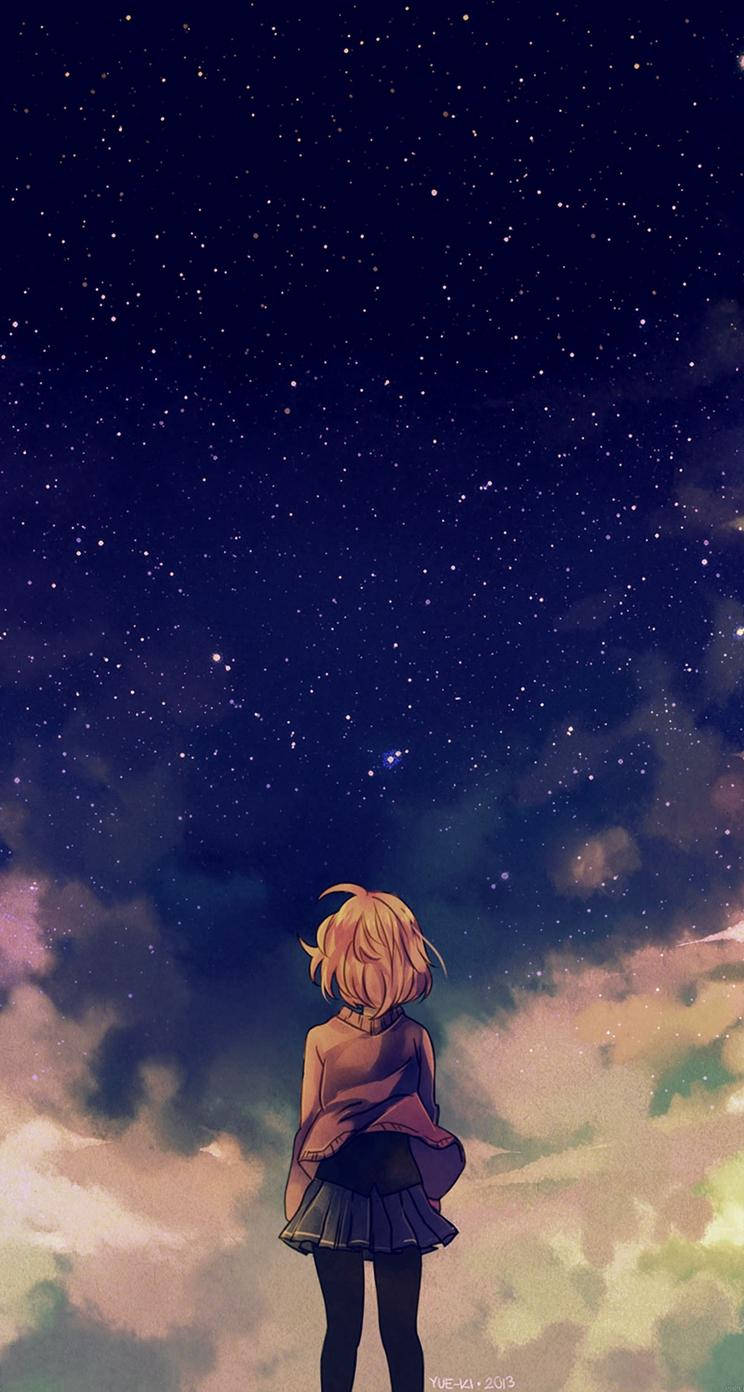 Anime Girl Starry Night Iphone Se Wallpaper