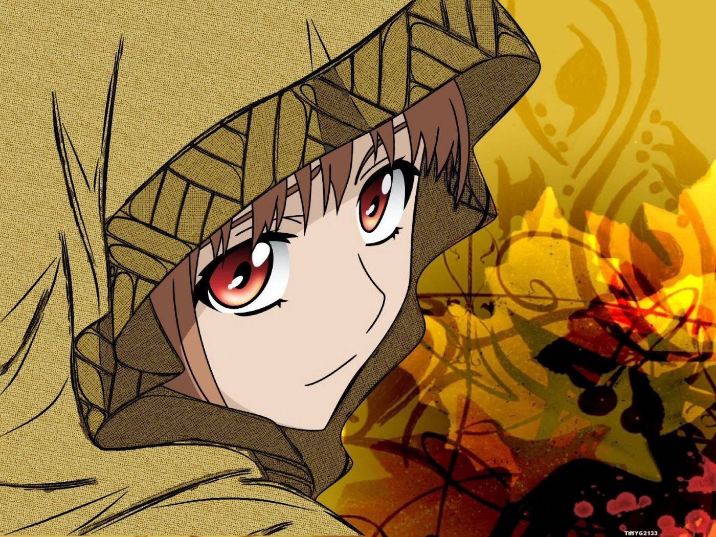 Anime Girl Wearing Brown Cloak Wallpaper