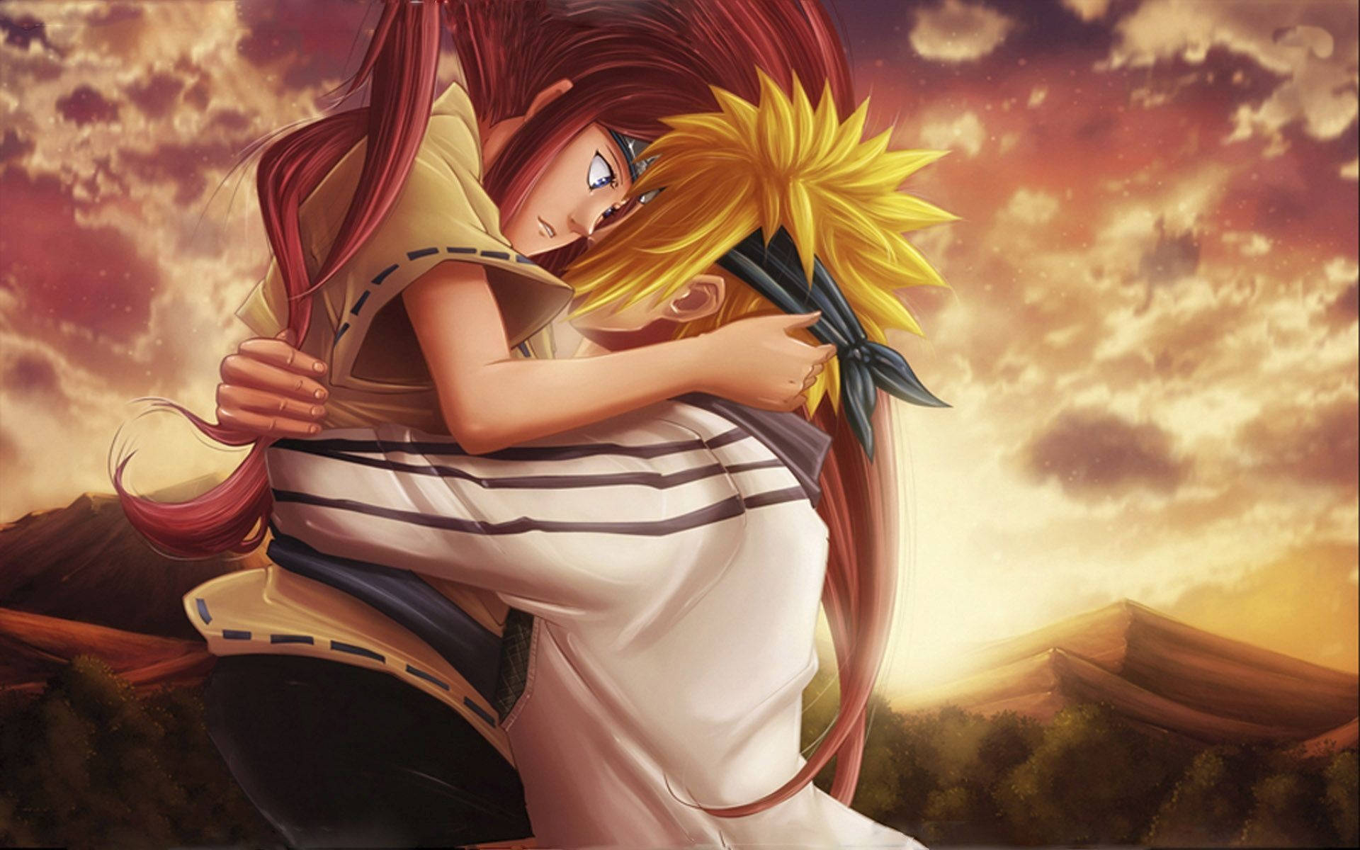 Anime Naruto Hugging Sakura Haruno Wallpaper