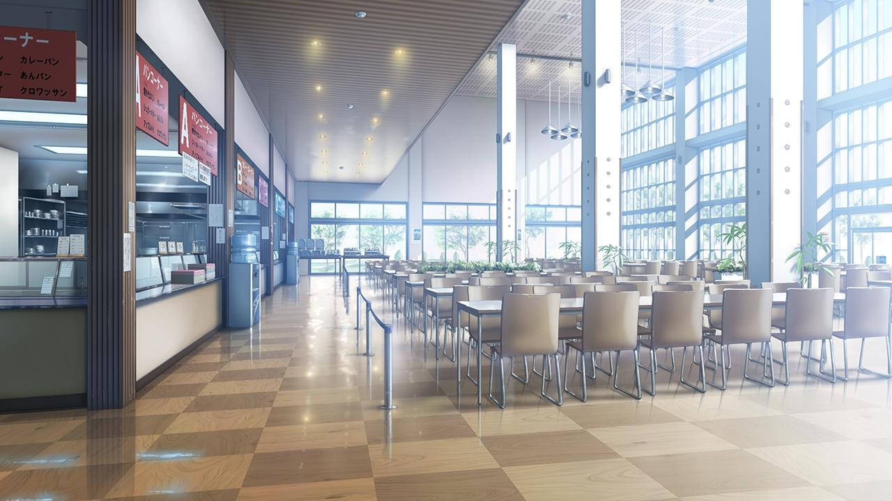 Anime School Scenery College Cafeteria Wallpaper