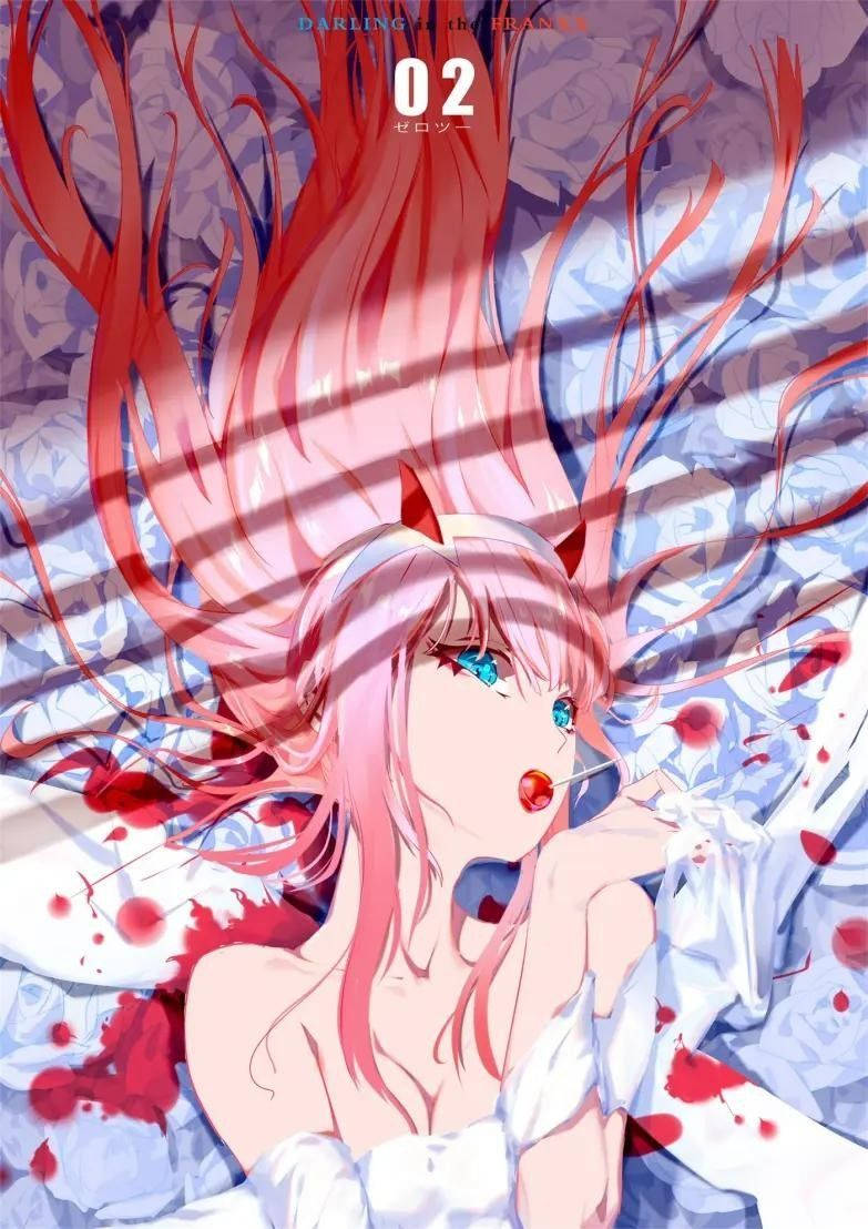 Anime Waifu Zero Two Bloody White Roses Wallpaper