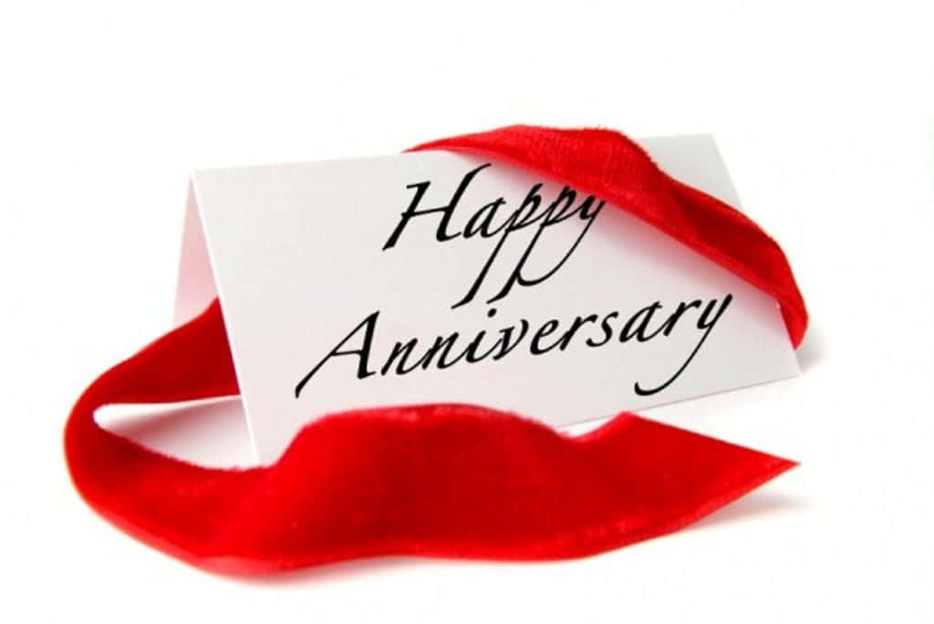 Anniversary Message Card With Red Ribbon Wallpaper