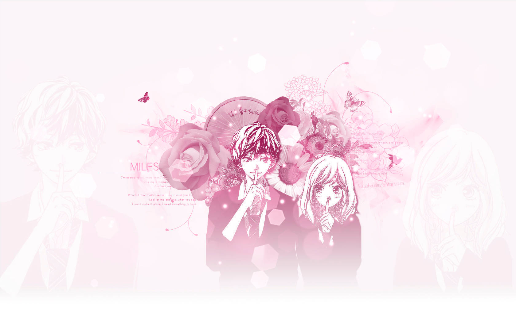 Ao Haru Ride Pink Art Wallpaper