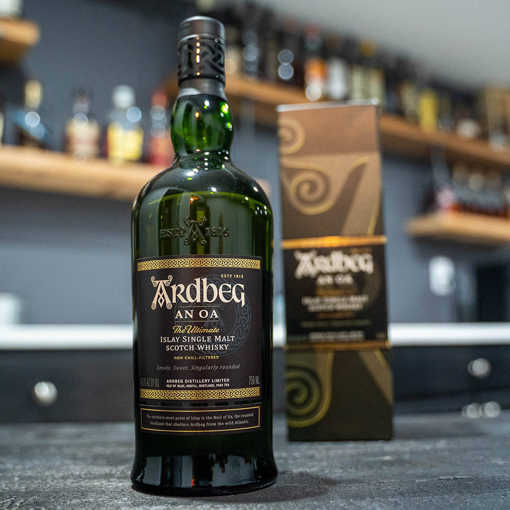 Ardbeg An Oa Whisky Bottle Selective Focus Wallpaper