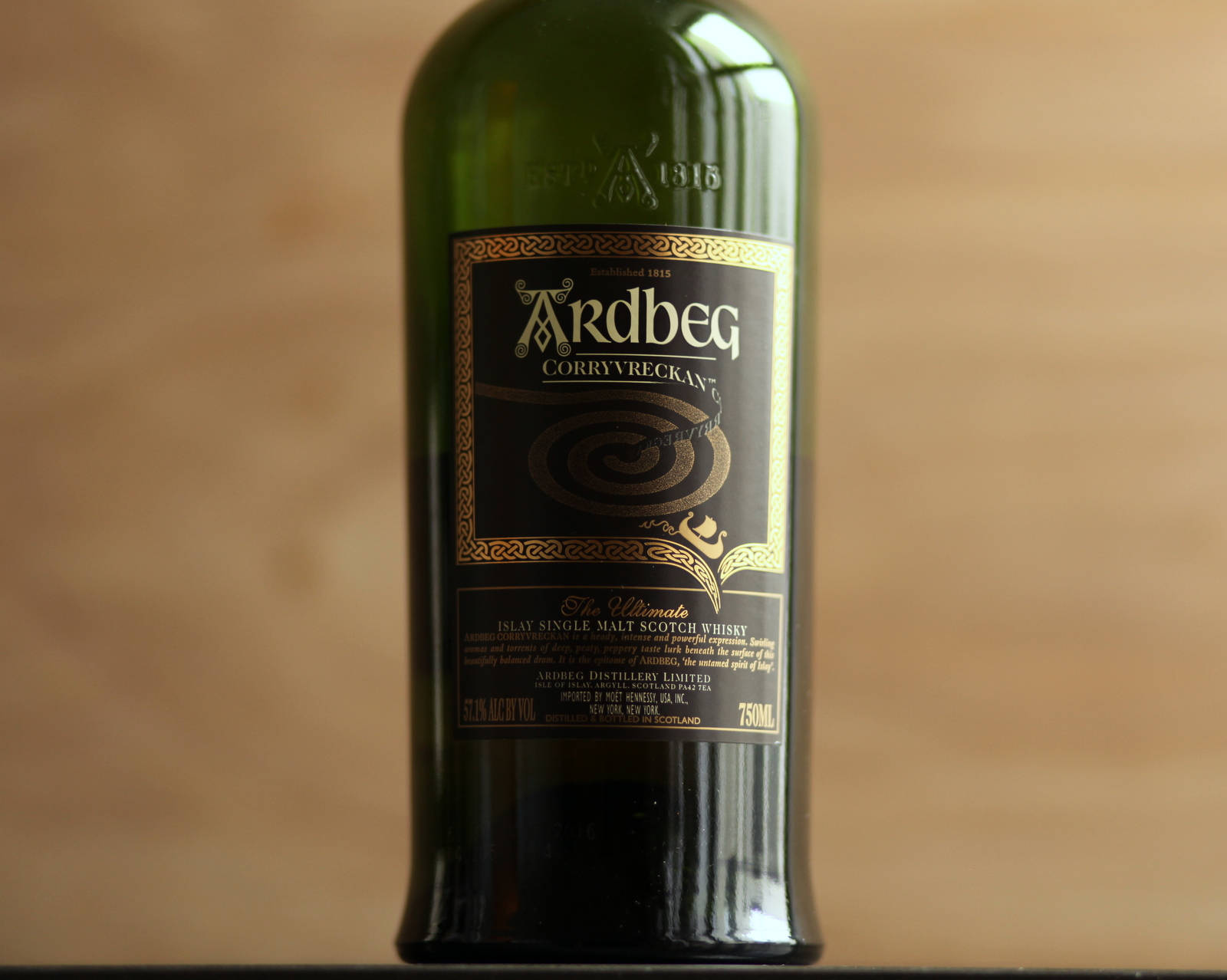 Ardbeg Corryvreckan Whisky Bottle Selective Focus Wallpaper