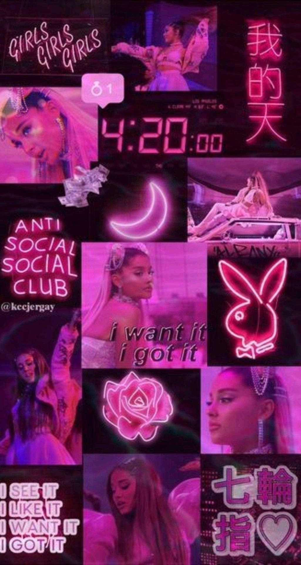 Ariana Grande Black Pink Baddie Background Wallpaper