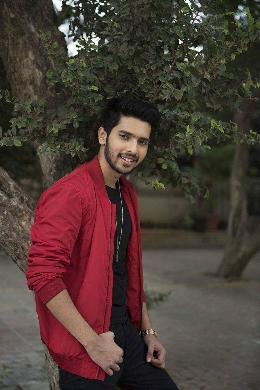 Armaan Malik Red Bomber Jacket Wallpaper