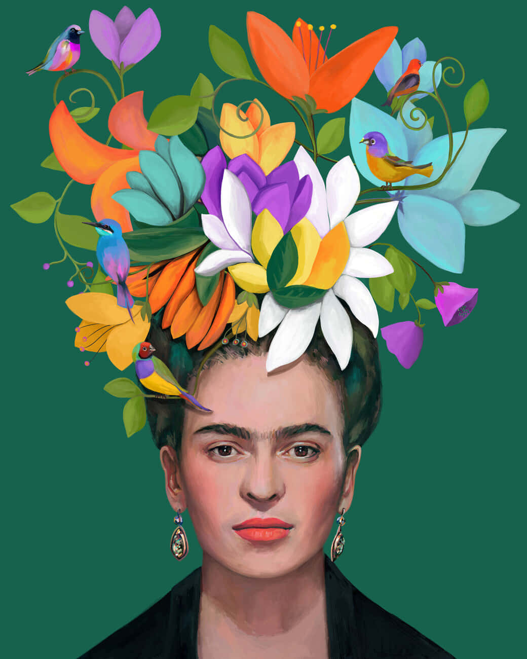 Artistic Interpretation Of Mexican Icon, Frida Kahlo Wallpaper