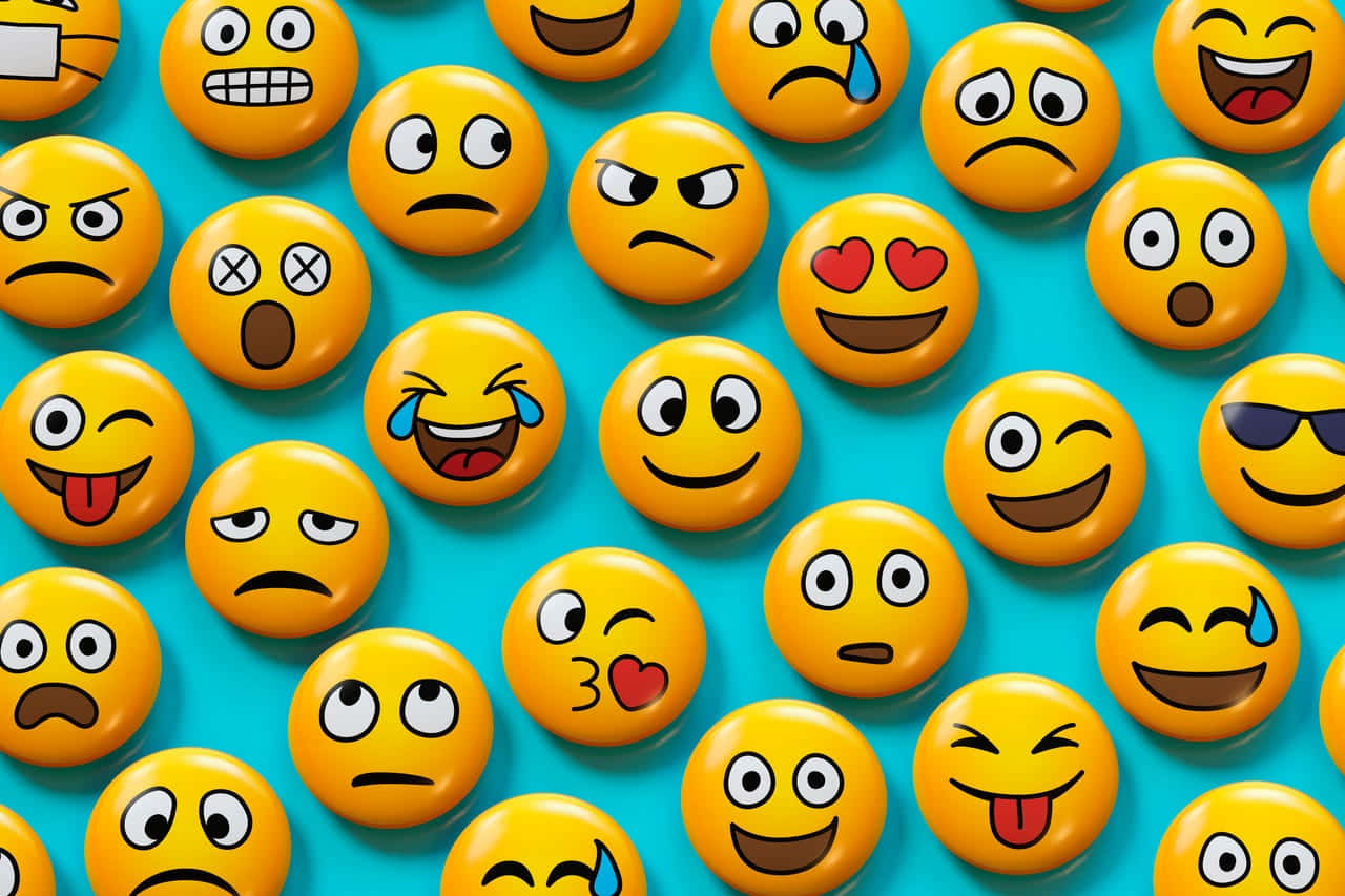 Assorted Emoji Expressionson Blue Background Wallpaper