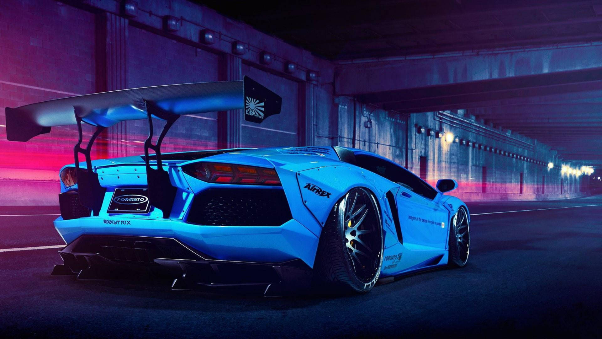 Astonishing Light Blue Lamborghini Aventador Wallpaper