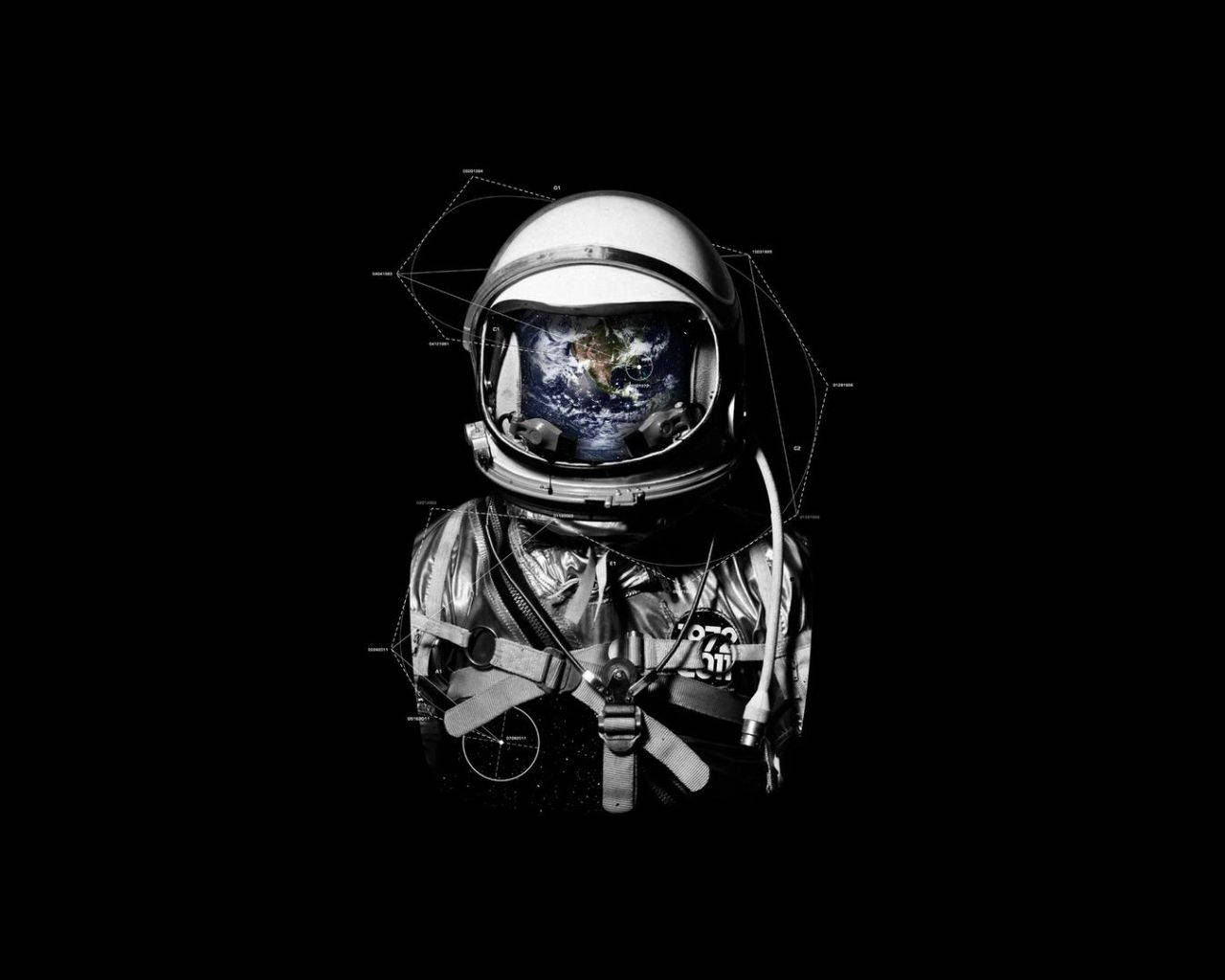 Astronaut Aesthetic With Geometric Measurements Wallpaper