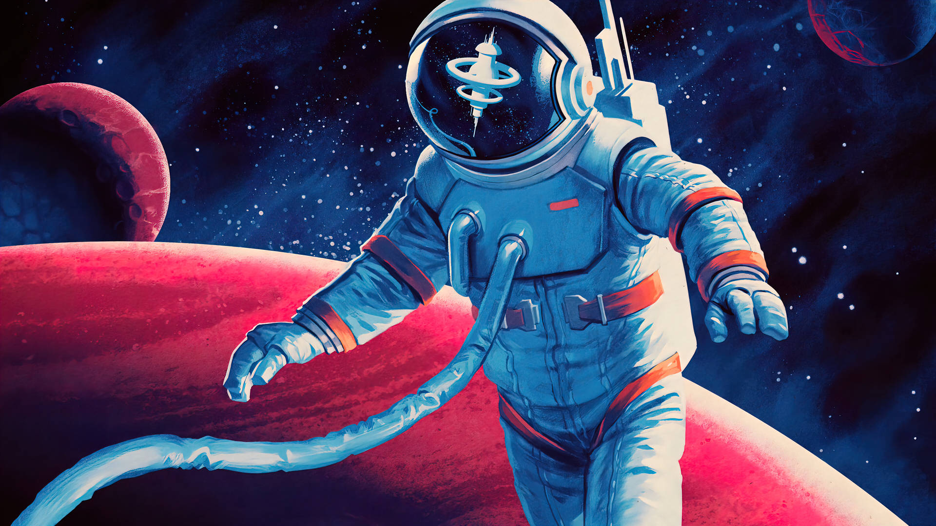 Astronaut Discovering Red Planet Sci Fi Art Wallpaper