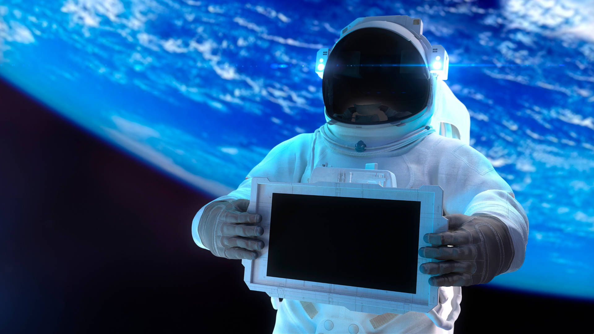 Astronaut Holding Digital Tablet Wallpaper