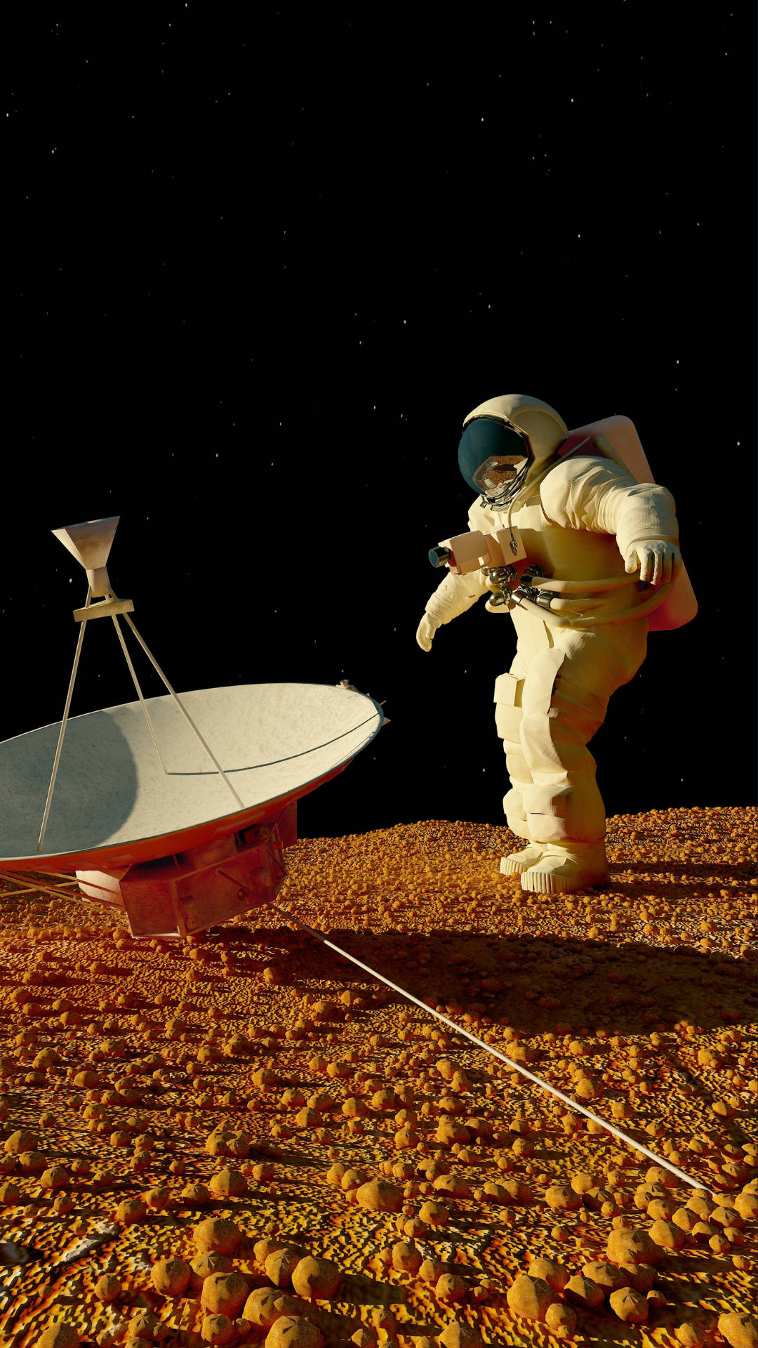 Astronaut Reaching Satellite Photography Wallpaper