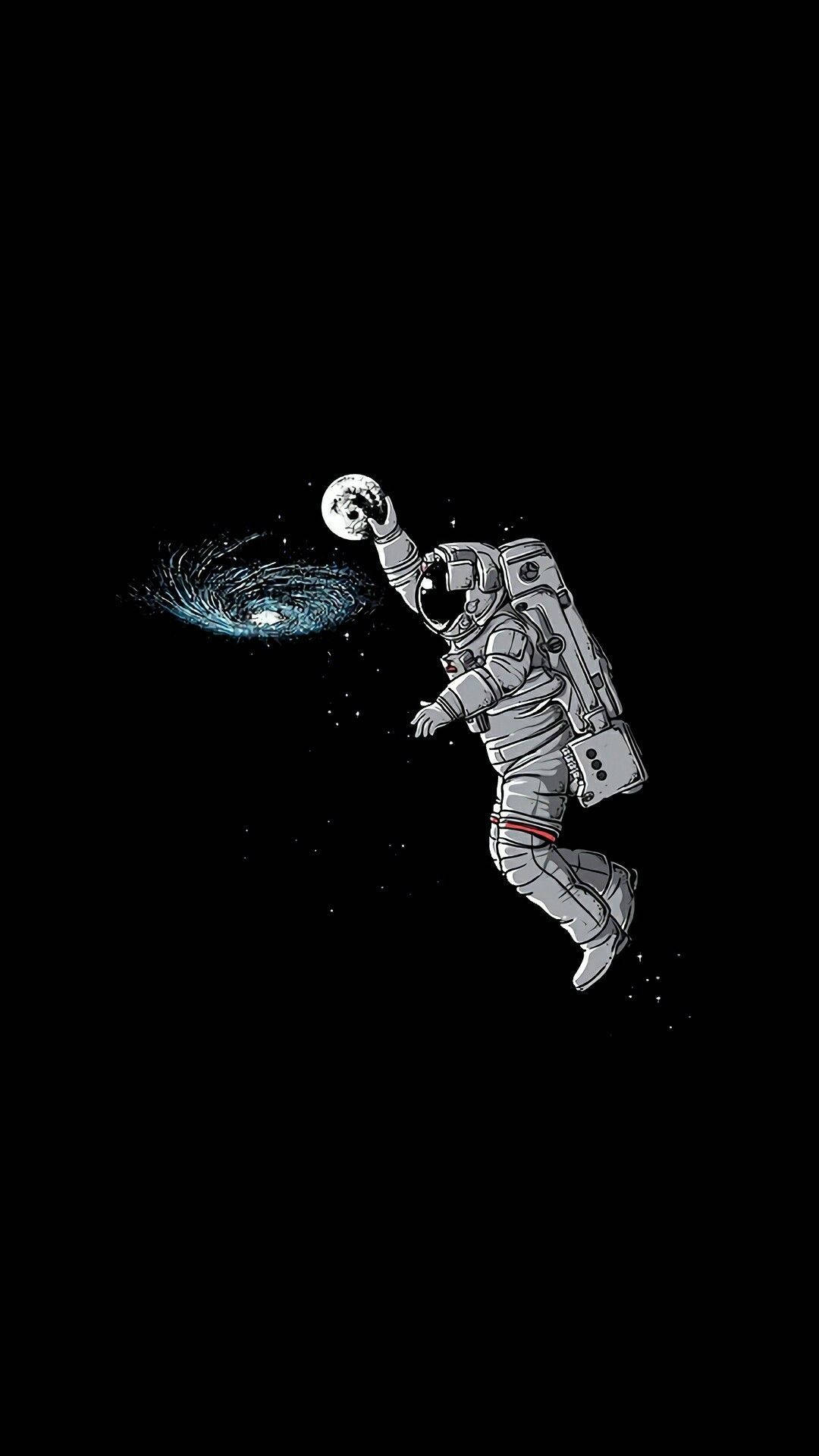 Astronaut Slam Dunk Illustration Art Wallpaper