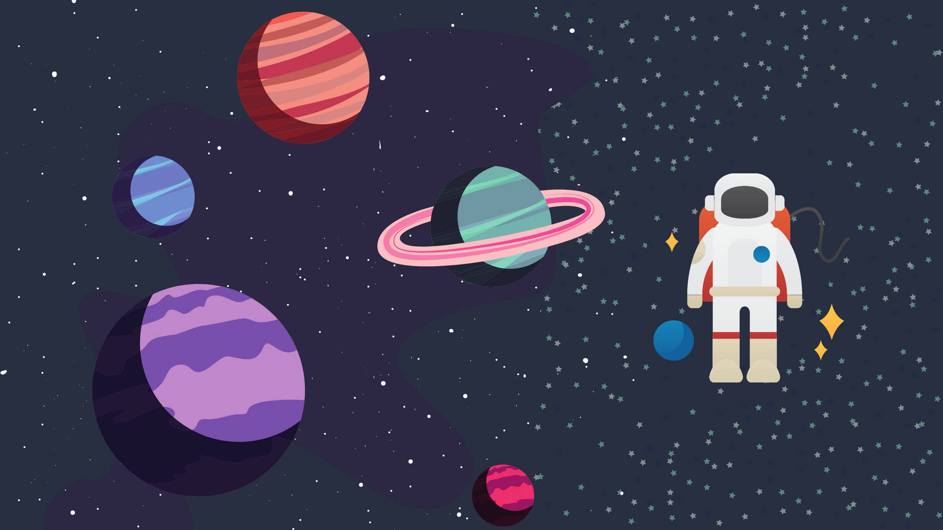 Astronaut With Colorful Planets Art Wallpaper