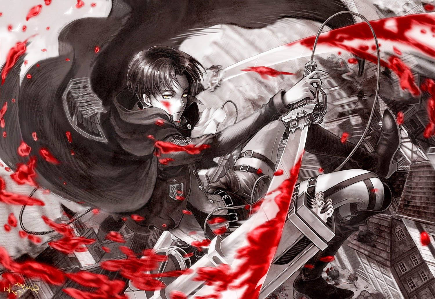 Attack On Titan Levi Ackerman Bloody Fan Art Wallpaper