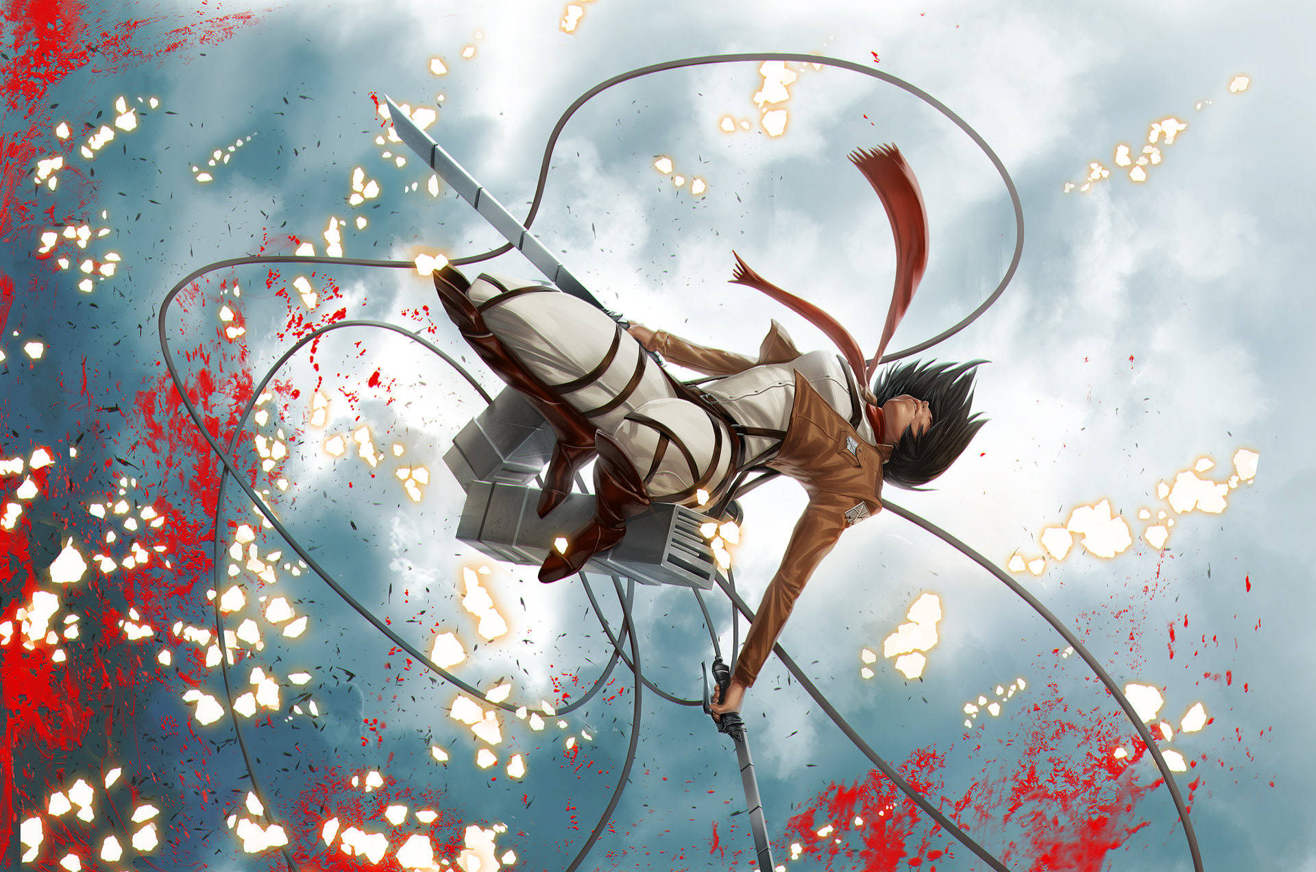 Attack On Titan Pc Mikasa Aerial Acrobatic Wallpaper