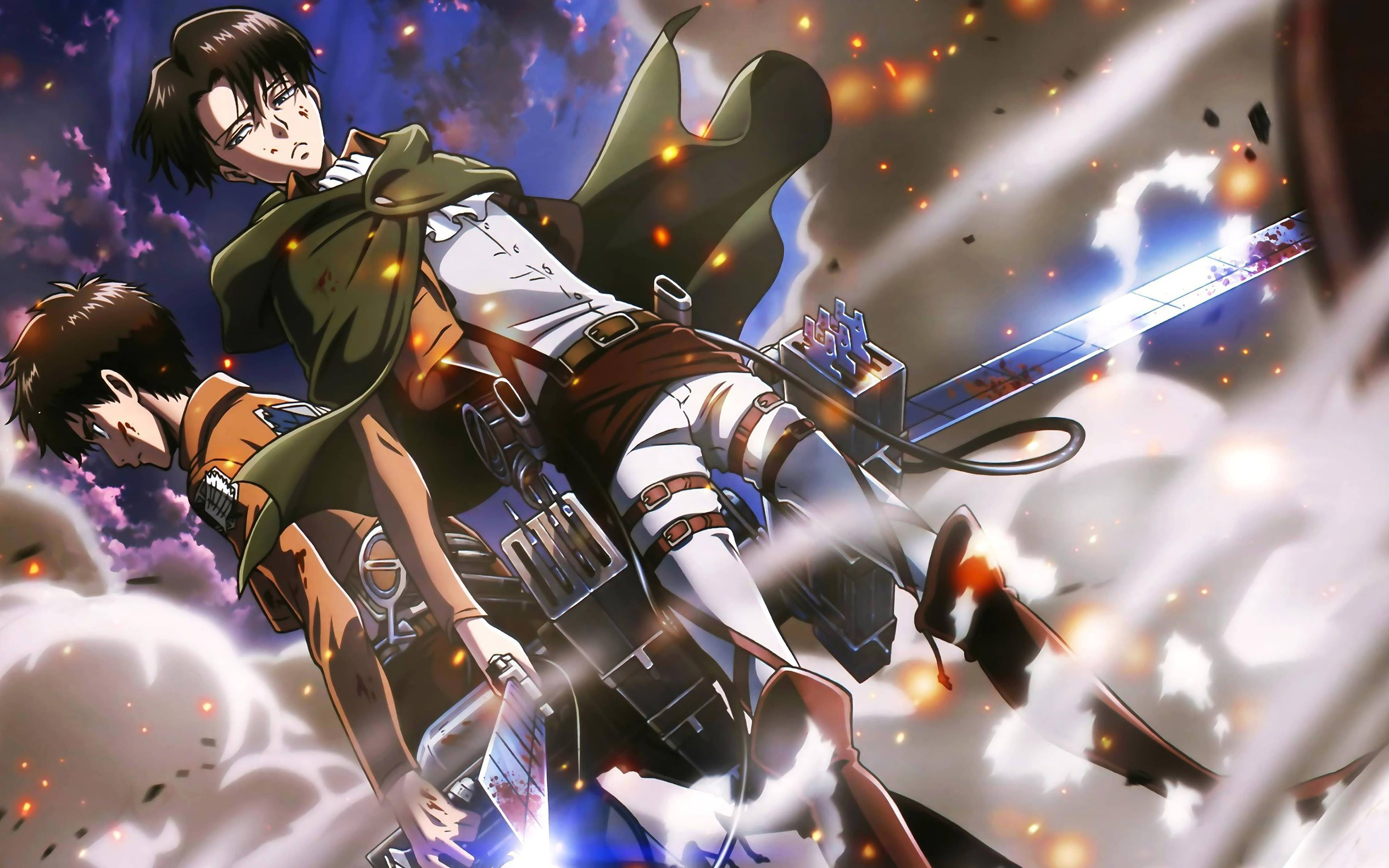 Attack On Titans 4k Eren And Levi Wallpaper