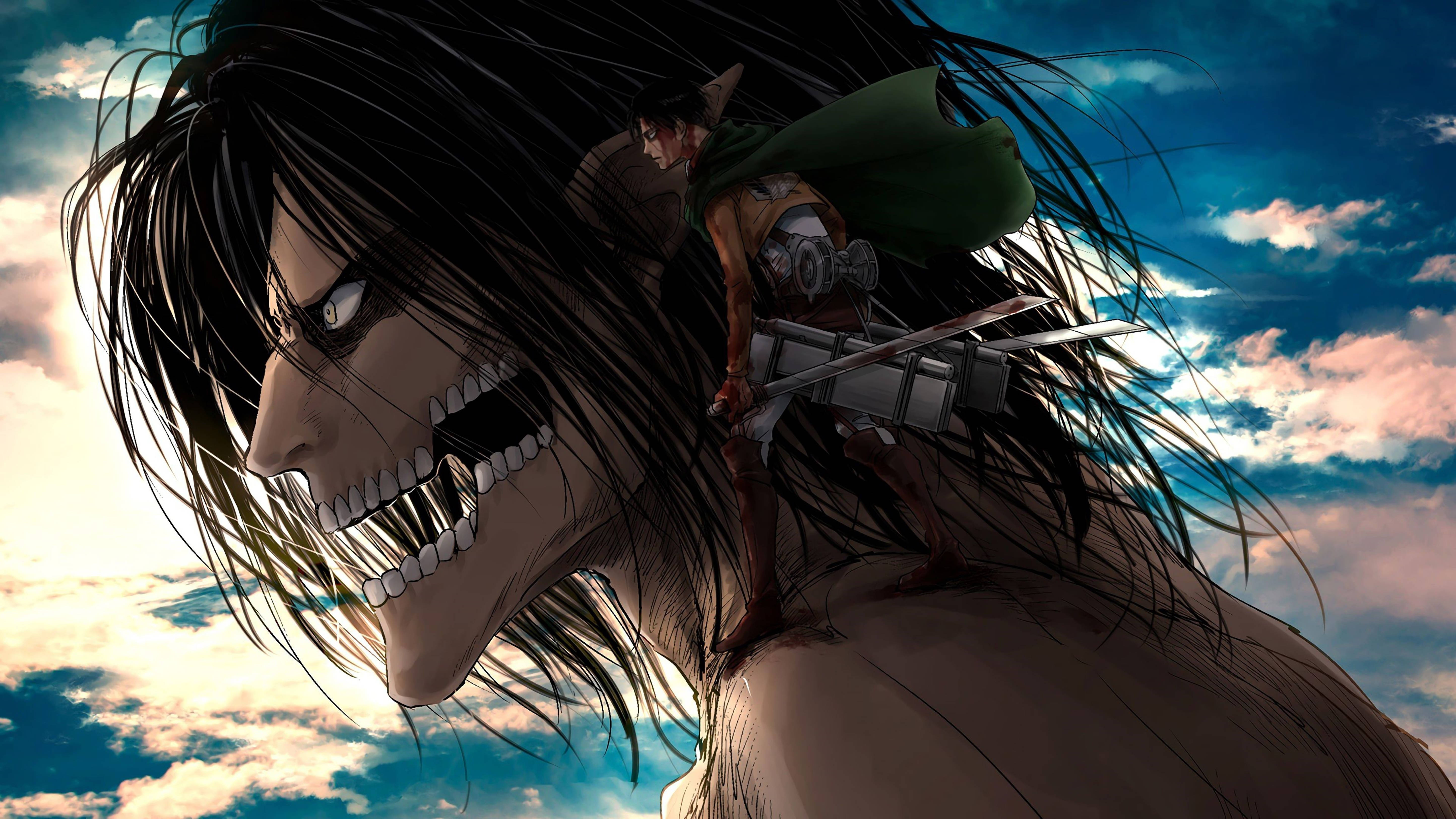 Attack On Titans 4k Eren Yeager On Titan Wallpaper