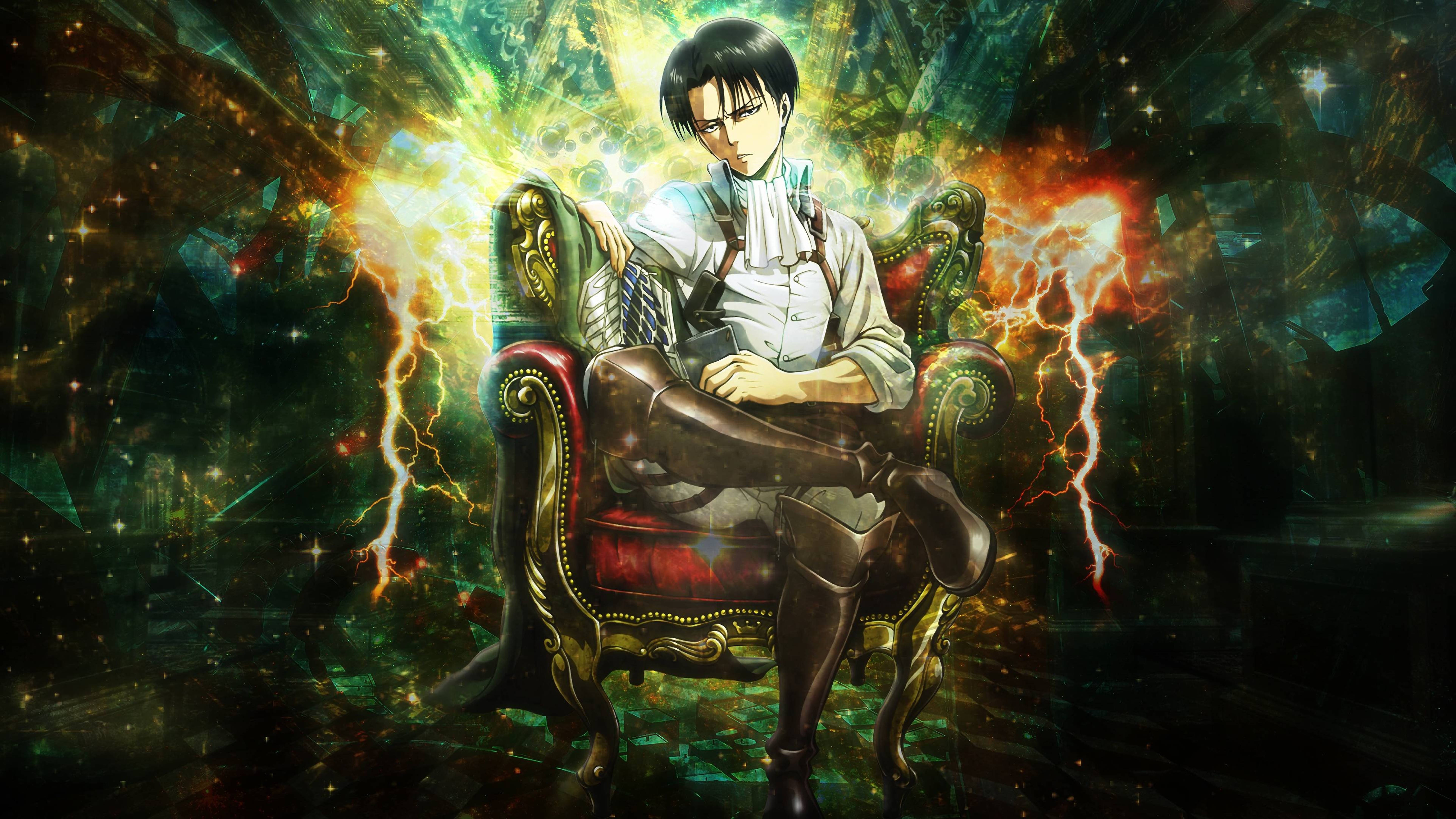 Attack On Titans 4k Levi Ackerman Chair Wallpaper