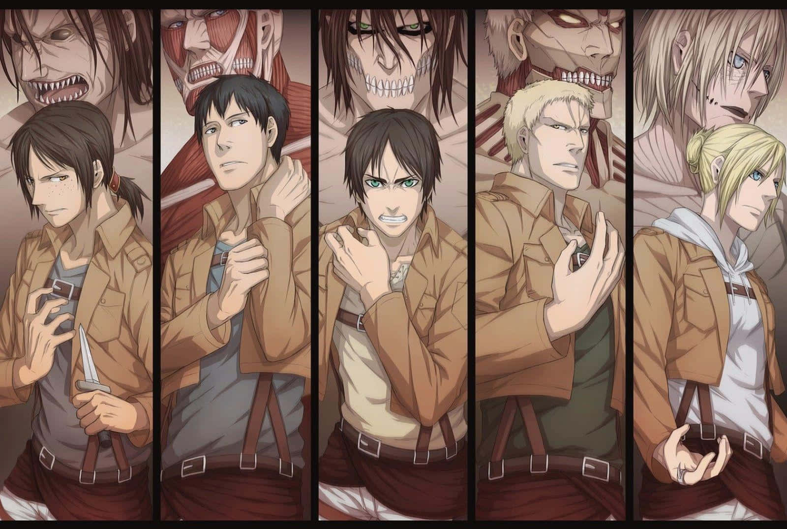 Attackon Titan Charactersand Titans Wallpaper