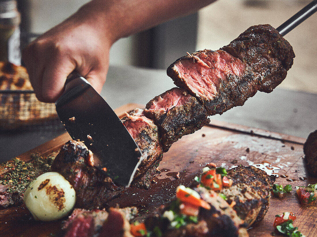 Authentic Brazilian Style Churrasco - Freshly Chopped Beef Wallpaper