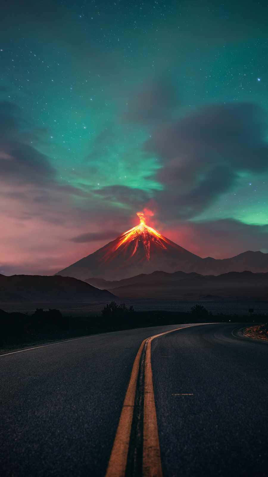 Awe-inspiring Image Of A Road Trip To An Active Volcano Wallpaper