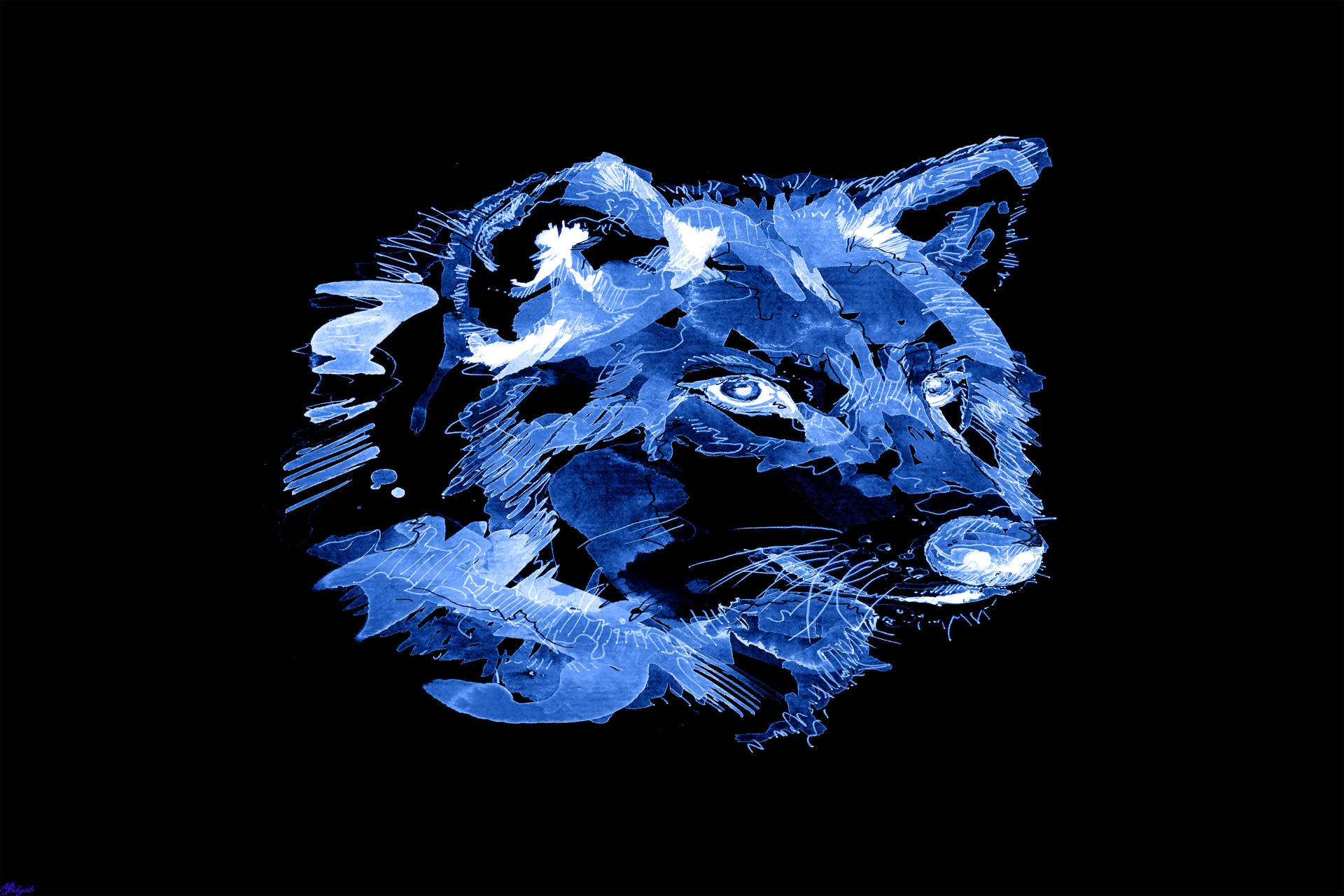 Awesome Blue 4k Wolf Art Wallpaper