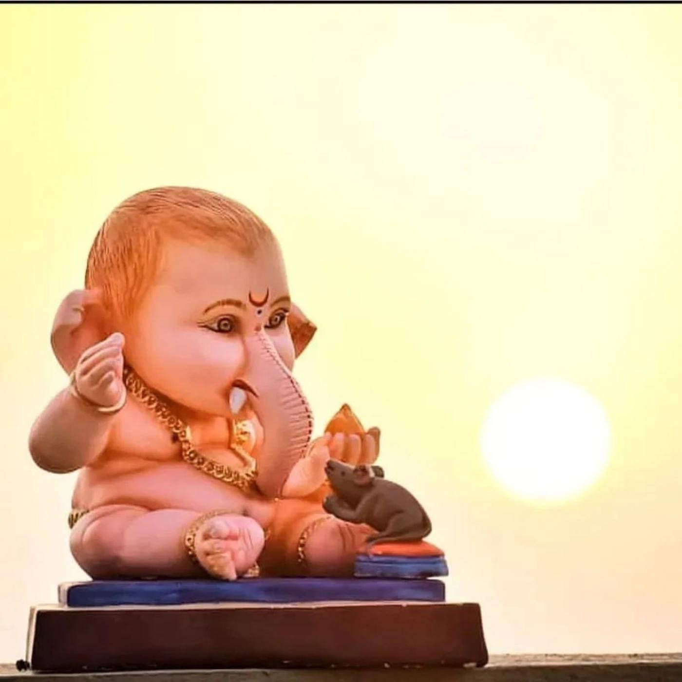 Baby Ganesh Yellow Sun Wallpaper