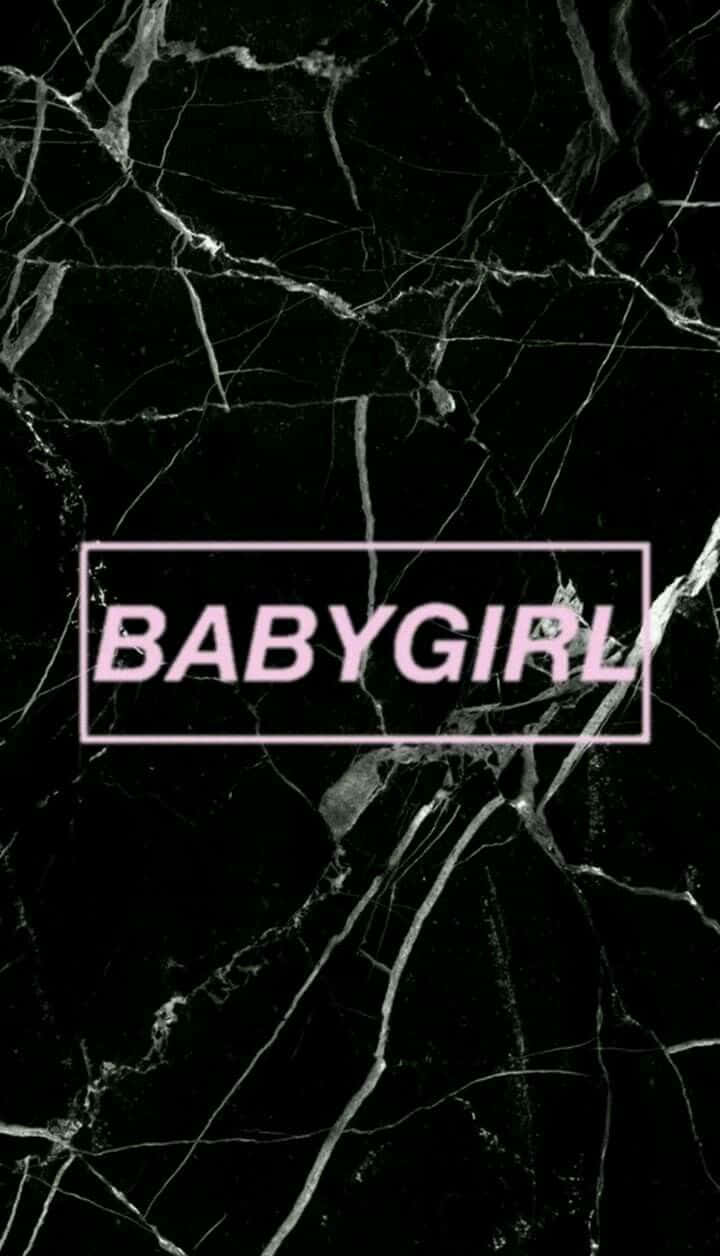 Baby Girl - A Black Marble Background With Pink Lettering Wallpaper