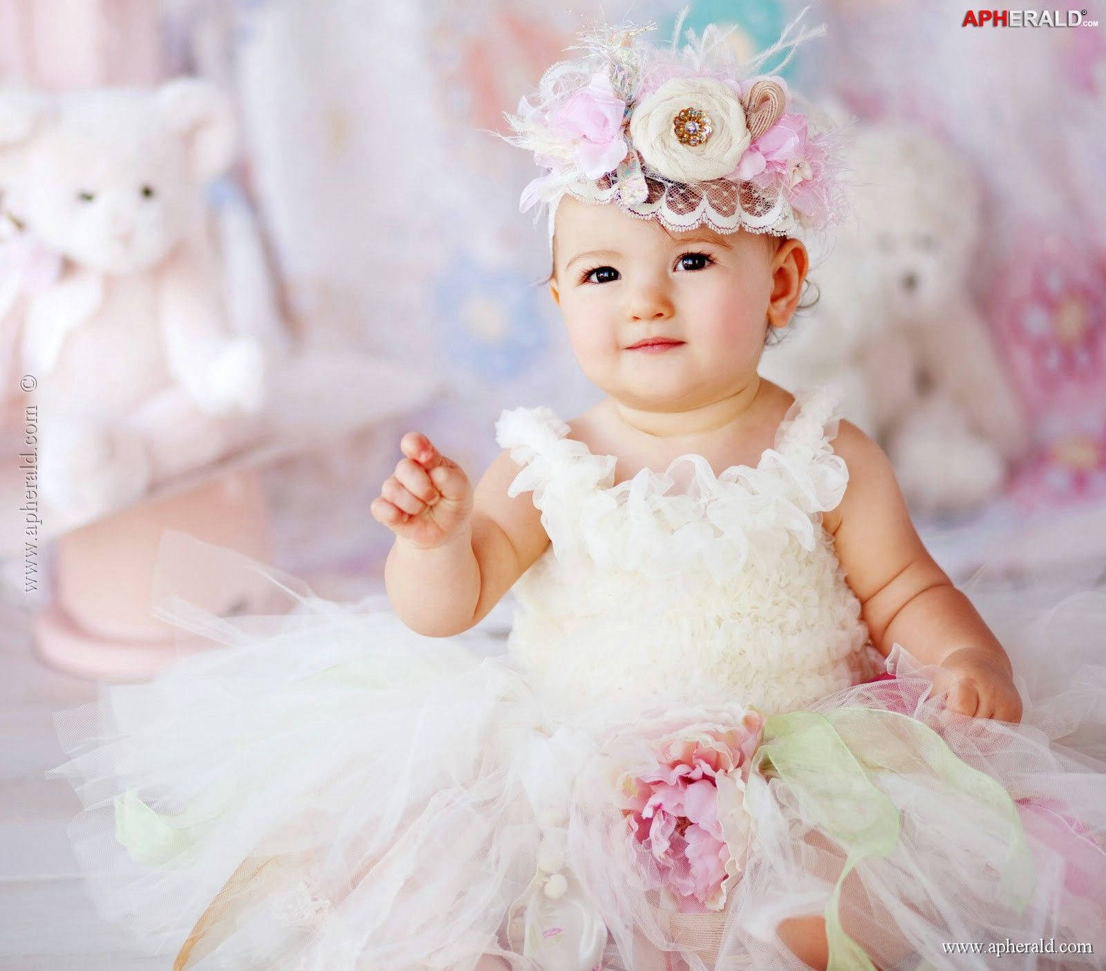 Baby In Floral Gown Wallpaper