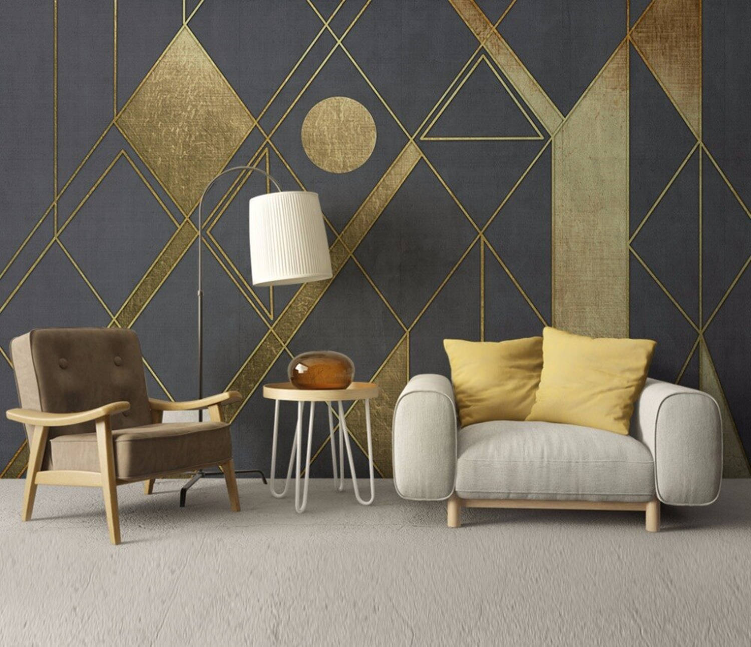 Bacaz Classic Contemporary Modern Damask Gold Wall Wallpaper