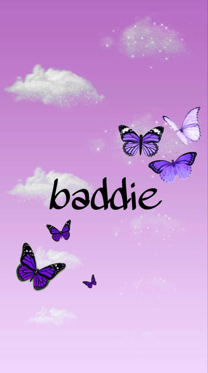 Baddie - Purple Butterflies Wallpaper