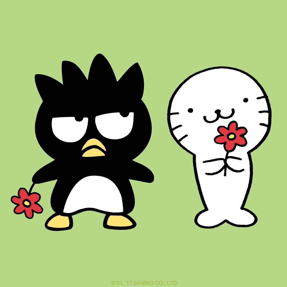 Badtz Maru And Hana Red Flower Wallpaper