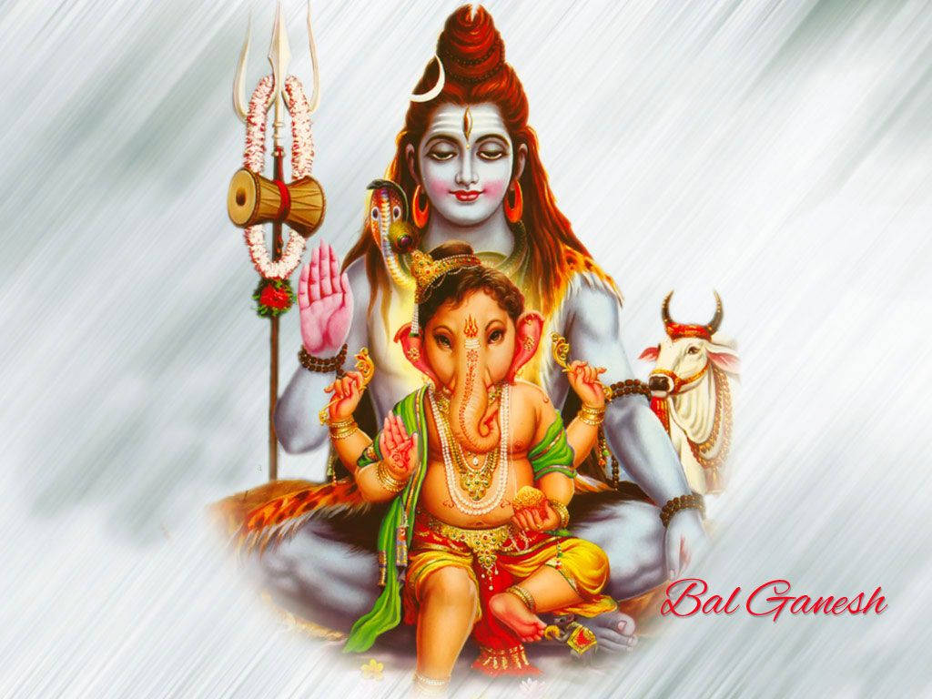 Bal Ganesh On Shiva's Lap Wallpaper