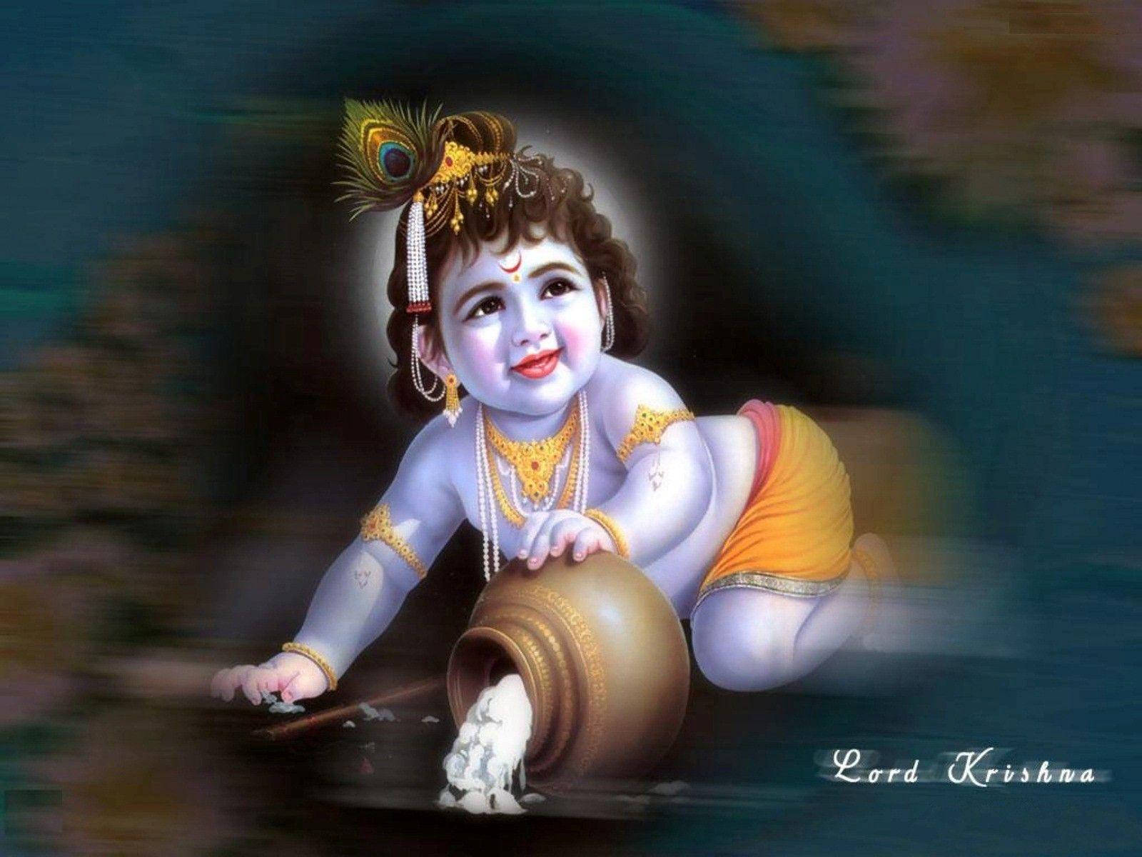 Bal Krishna Desktop With His Amritadohani Wallpaper