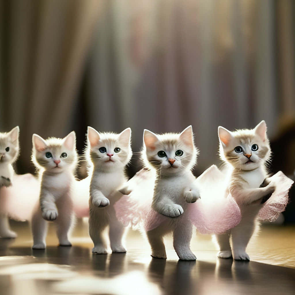 Ballet Kittens Performance Wallpaper