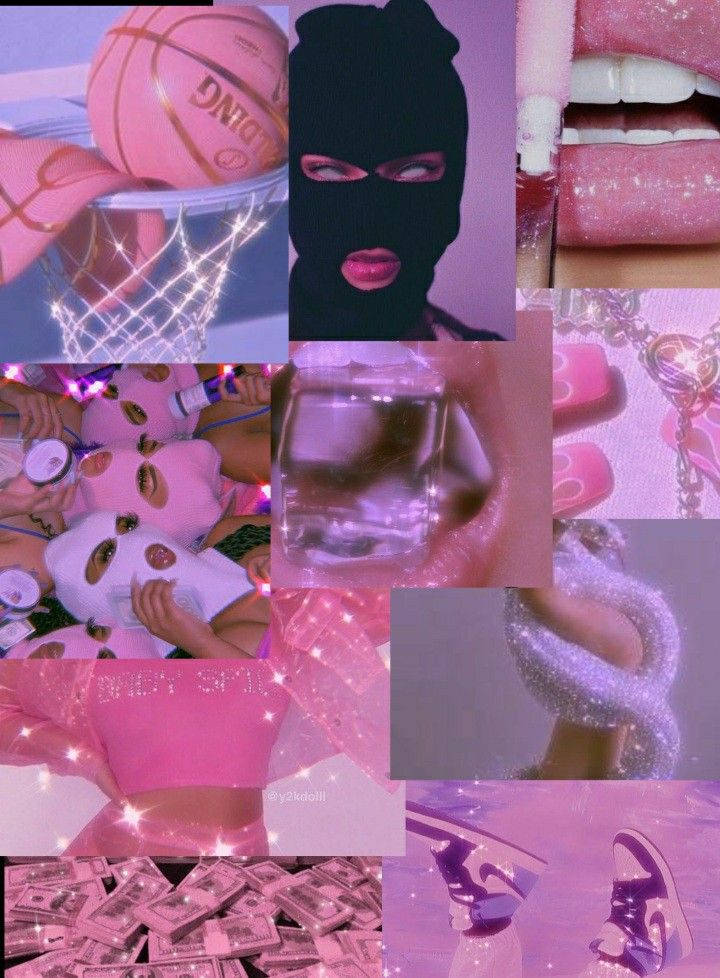 Bandit Mask And Glitters Pink Baddie Wallpaper