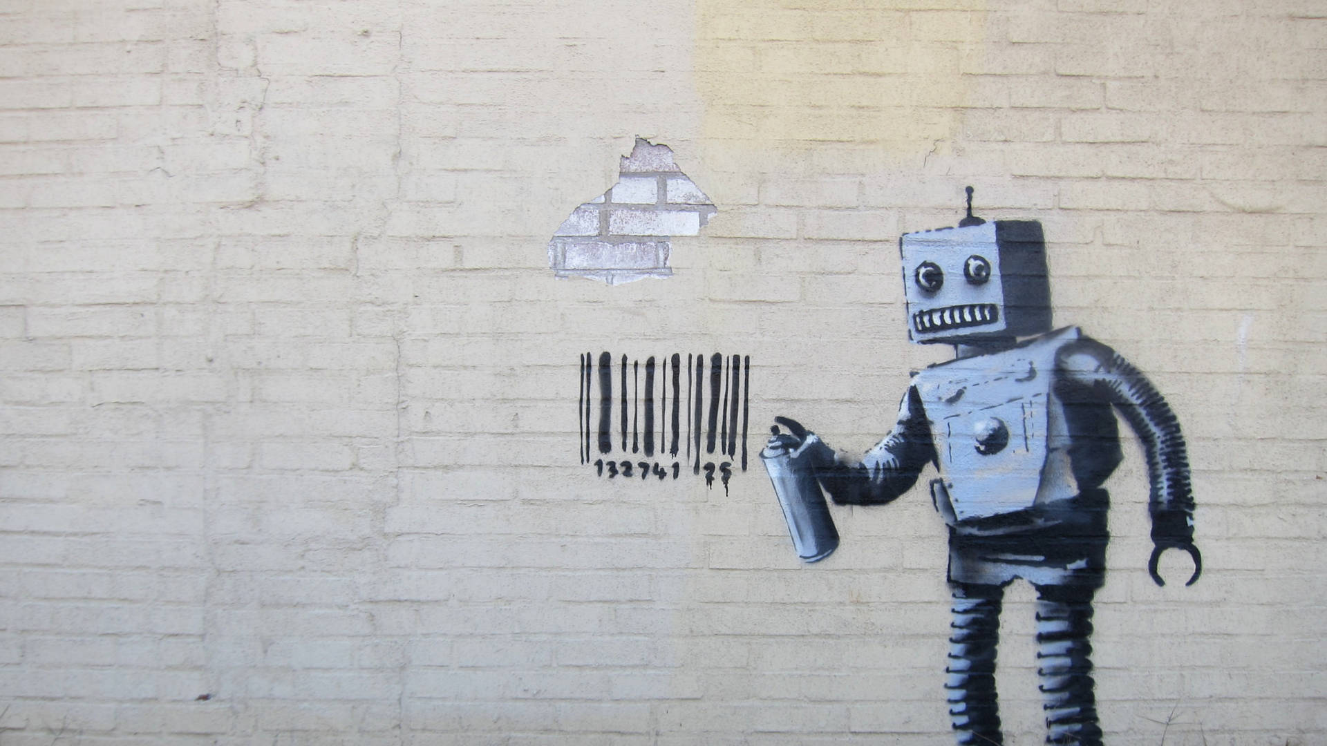 Banksy Barcode Robot Wallpaper | WallpapersOK