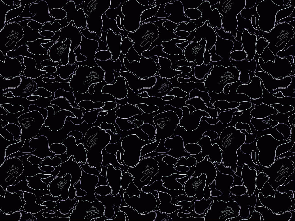 Bape Black And White Camo Pattern Wallpaper