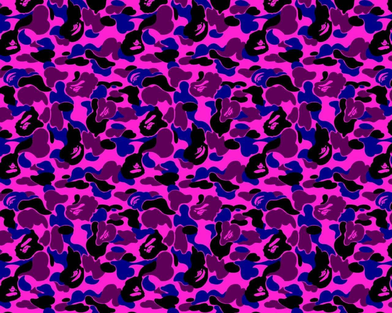 Bape Blue And Purple Camo Wallpaper