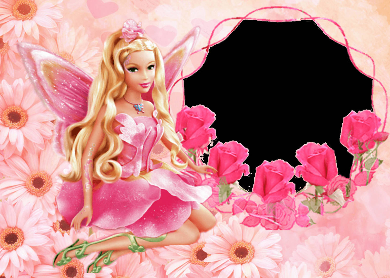 Barbie Roses Photo Frame Wallpaper