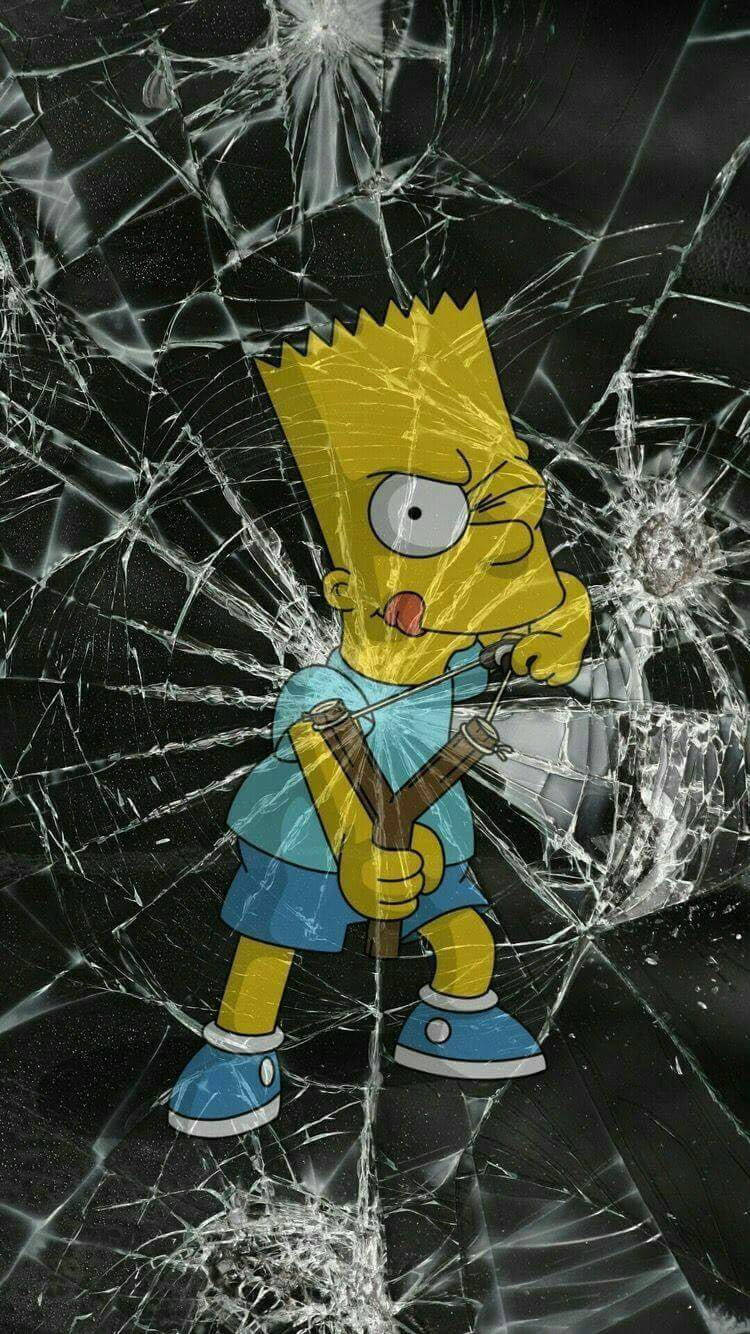 Bart Simpson Cracked Screen Wallpaper